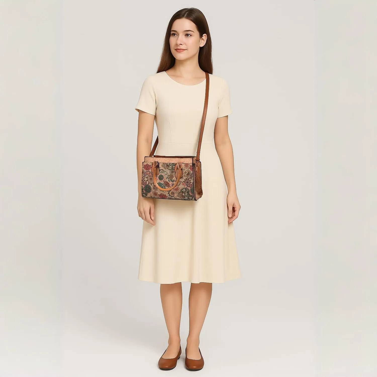 Natural cork Large capacity shoulder bag handbag crossbody