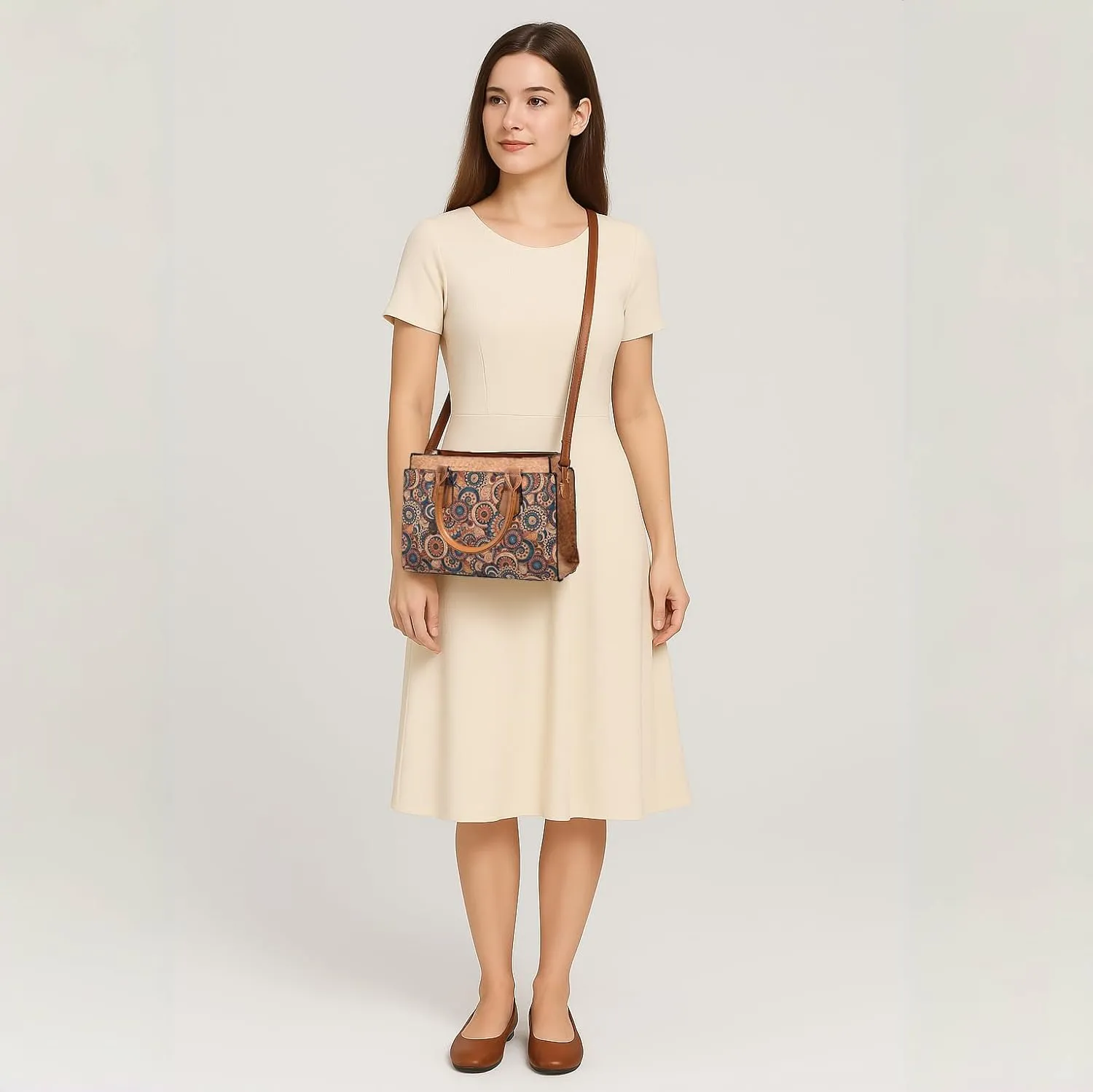 Natural cork Large capacity shoulder bag handbag crossbody