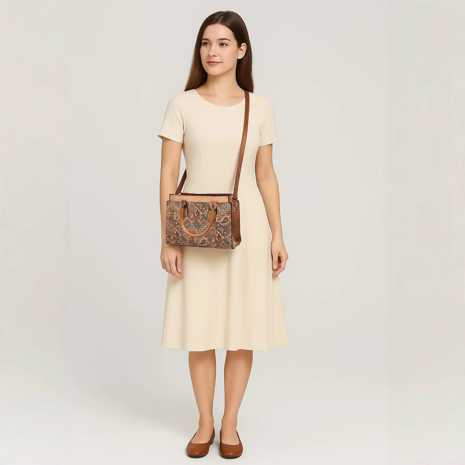 Natural cork Large capacity shoulder bag handbag crossbody