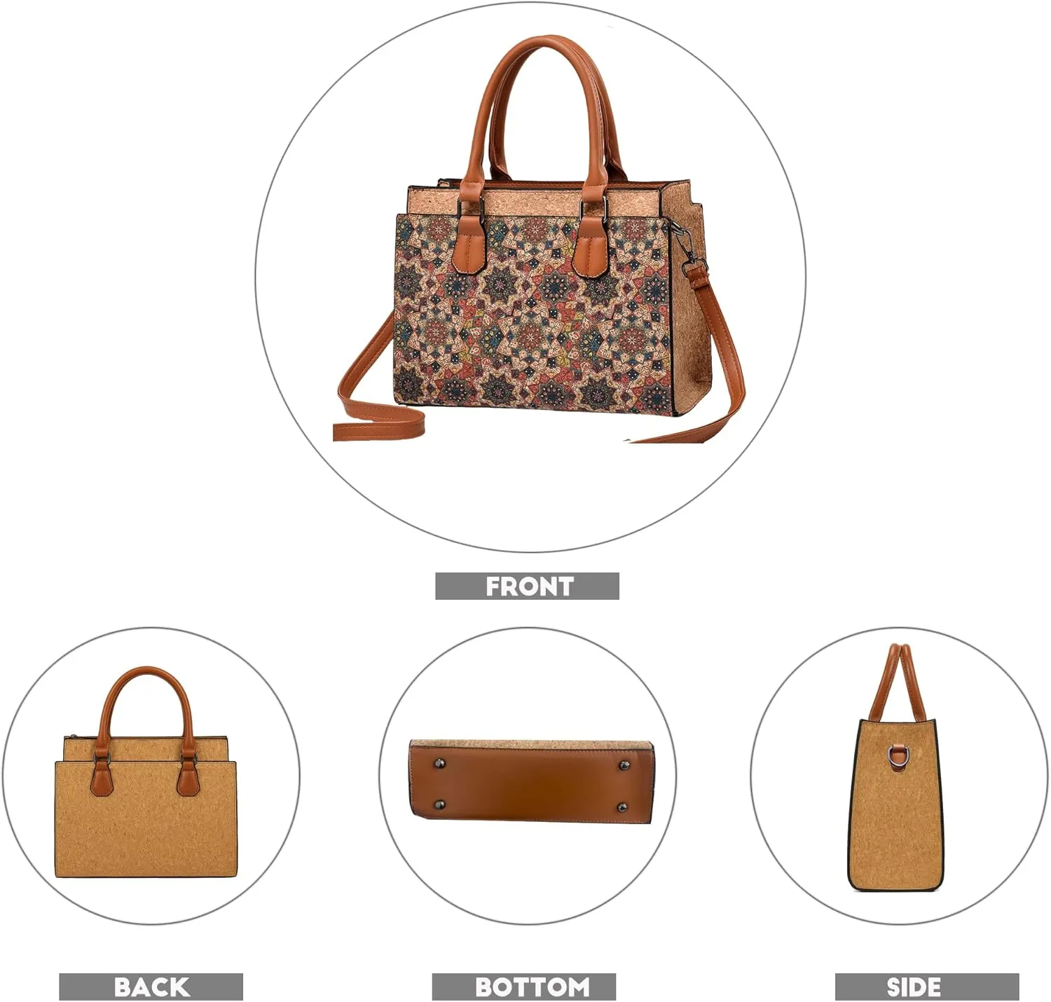 Natural cork Large capacity shoulder bag handbag crossbody