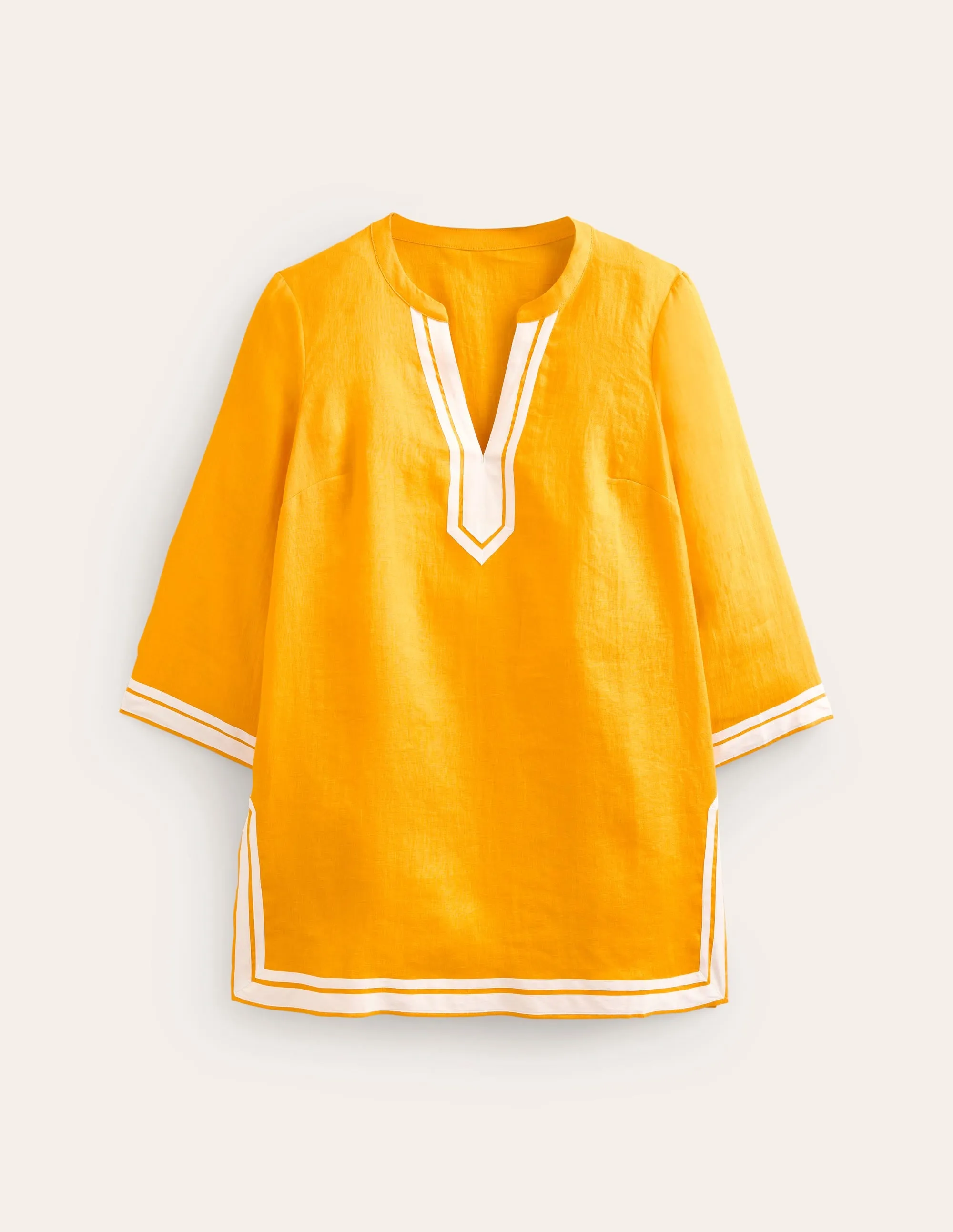 Neck Detail Tunic Top-Artisan's Gold, Ivory