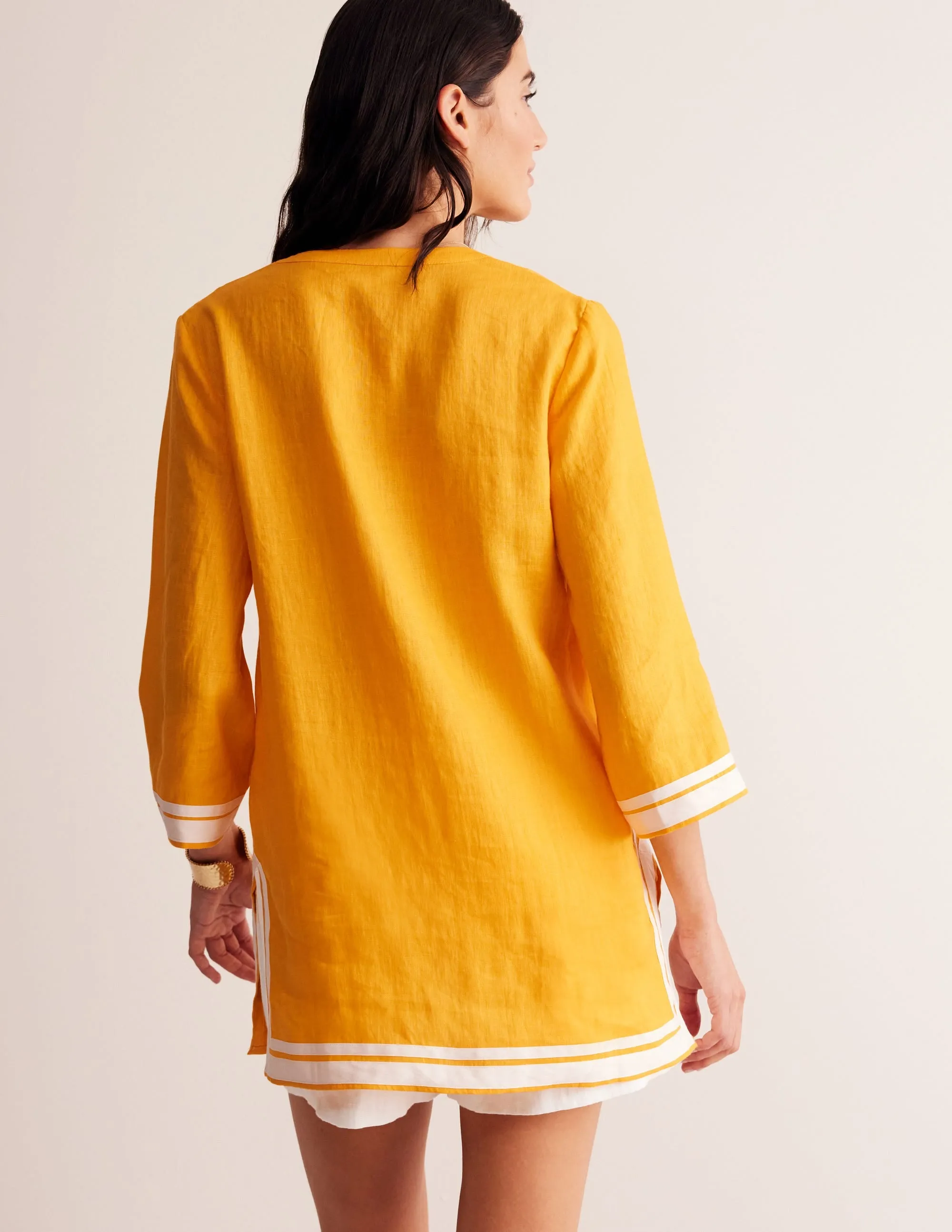 Neck Detail Tunic Top-Artisan's Gold, Ivory