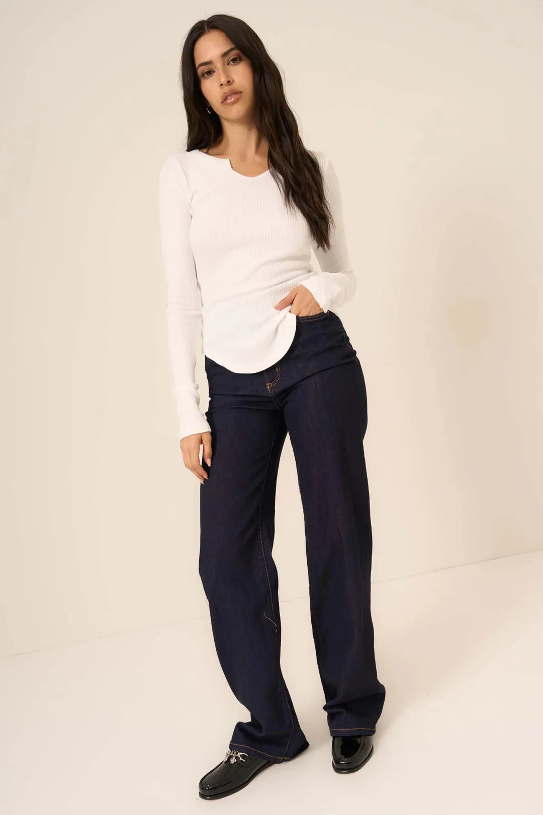 Notch Neck Long Sleeve