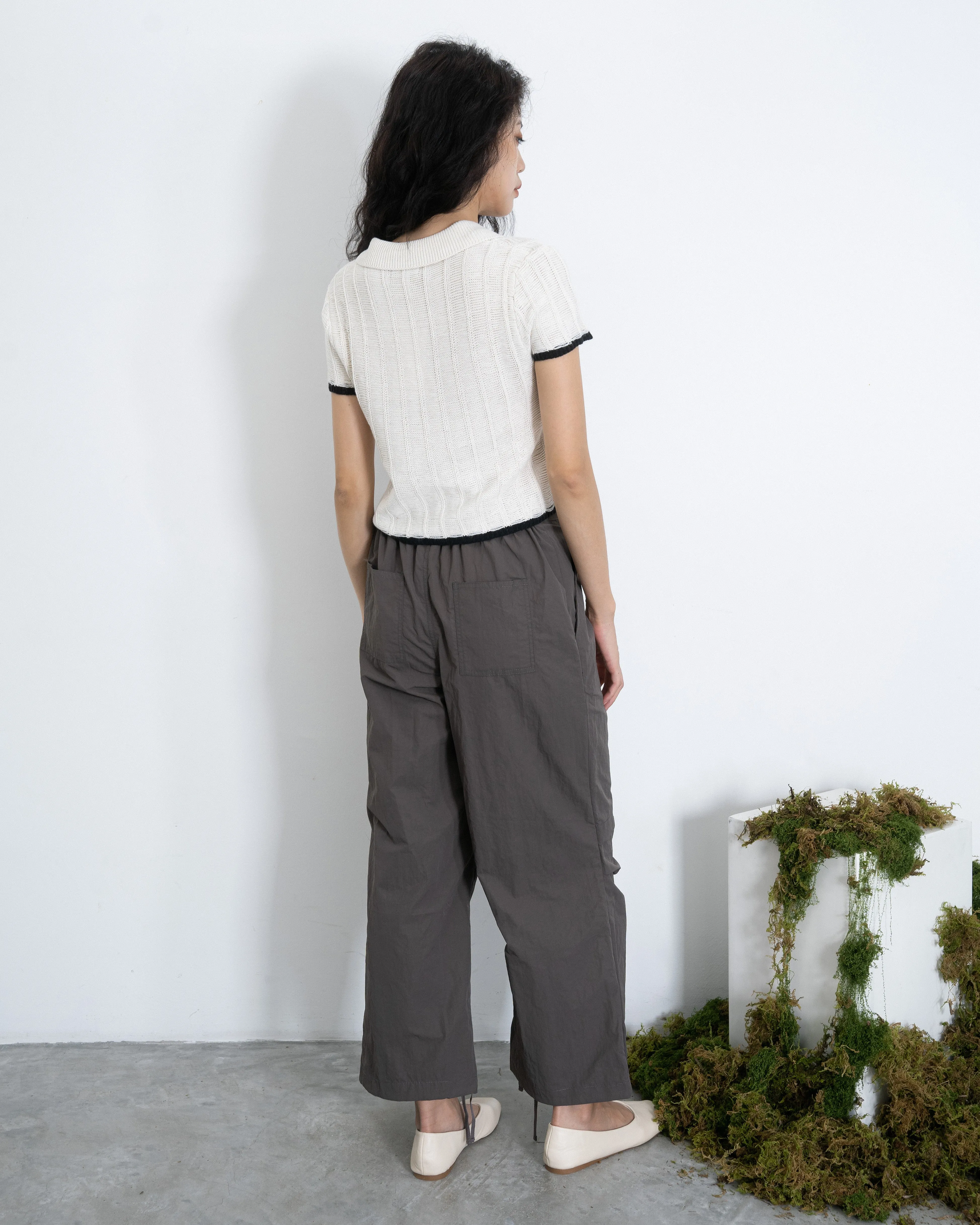 Nylon Open Knee Pants (Khaki Grey)