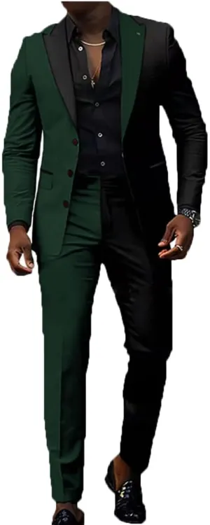 ORBITRAY Splice Color Men Suits Wedding Peaked Lapel 3 Buttons Groom Tuxedo Slim Bridegroom Suits 2 Pcs Jacket Pants