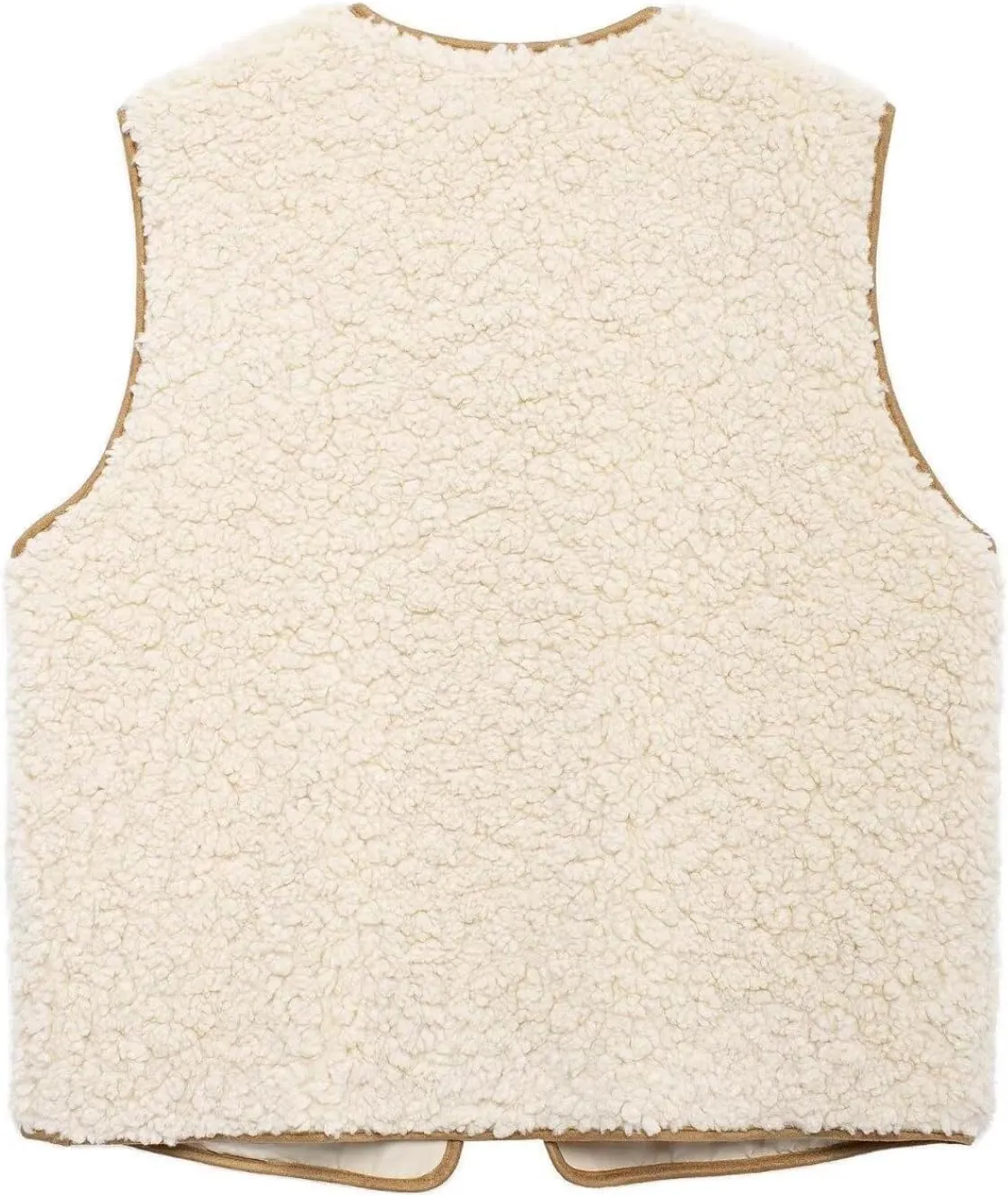 Perbai Women's Fuzzy Fleece Vest Crewneck Sleeveless Sherpa Jacket Tie Front Y2K Cardigan Vest Gilet with Pockets