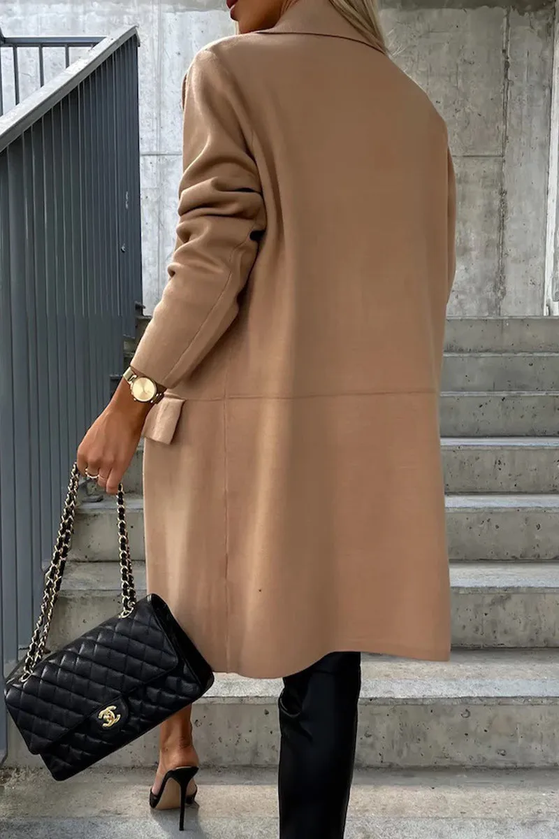 Purpdrank - Elegant Solid Pocket Turndown Collar Outerwear(4 Colors)