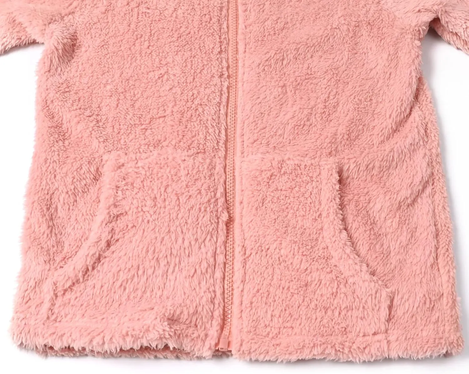 QPANCY Girls Fuzzy Sherpa Coat Full Zip Hoodie Fleece Jacket with Pockets Fall Winter Outwear