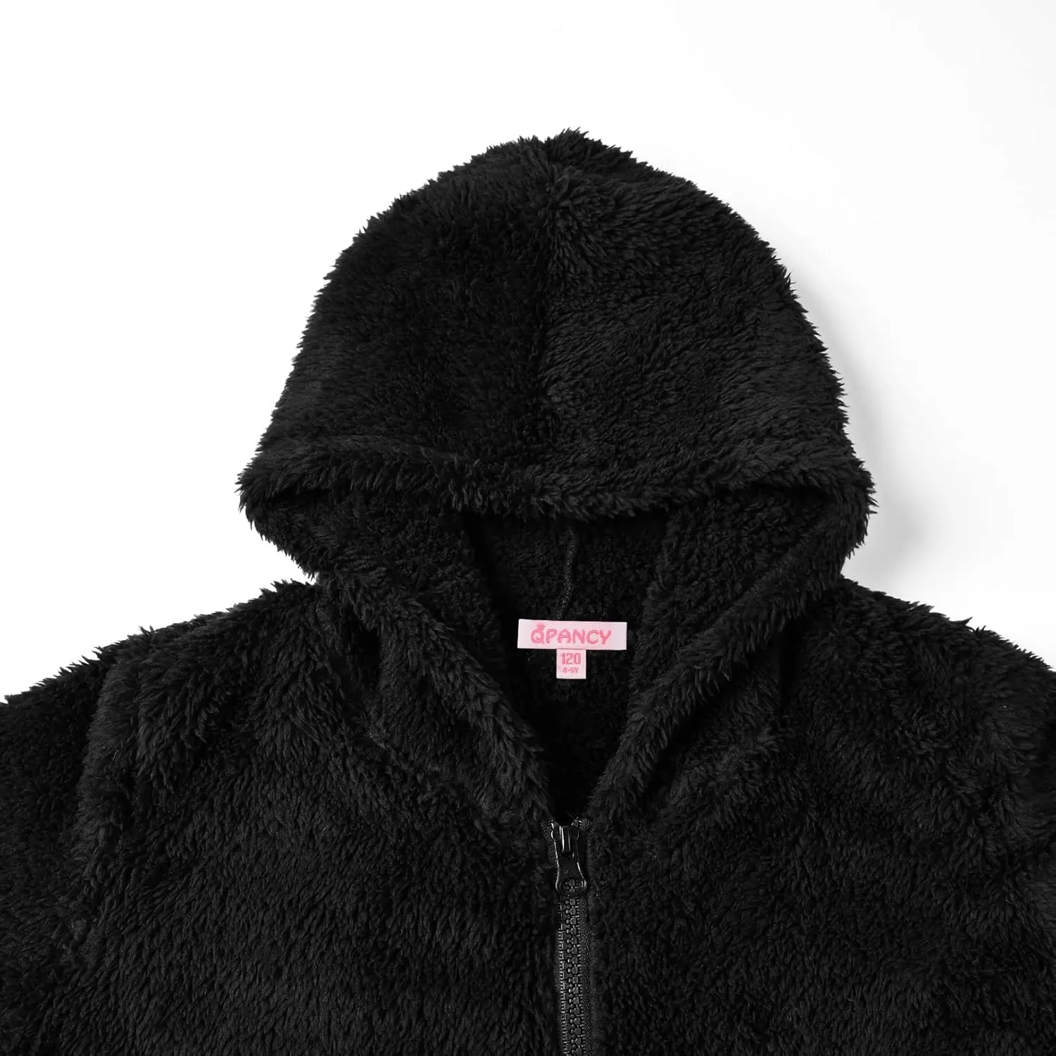 QPANCY Girls Fuzzy Sherpa Coat Full Zip Hoodie Fleece Jacket with Pockets Fall Winter Outwear