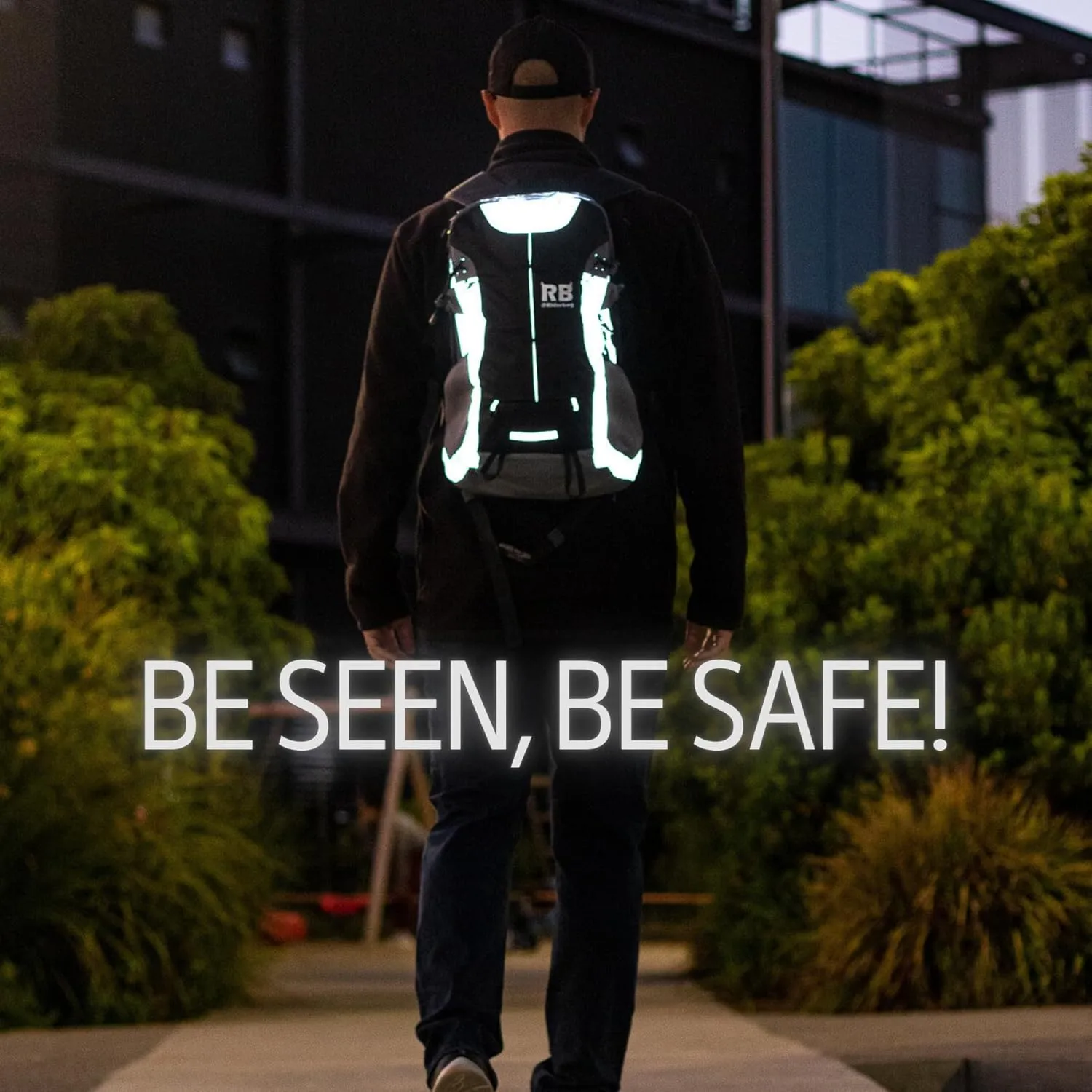Reflective Motorcycle Backpack  Lightweight Hi Viz Riding Gear with Helmet Holder, Laptop pocket, Ventilated Back, Cycling, Hiking, Sport & Commuter Daypack (black backpack)