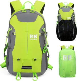 Reflective Motorcycle Backpack  Lightweight Hi Viz Riding Gear with Helmet Holder, Laptop pocket, Ventilated Back, Cycling, Hiking, Sport & Commuter Daypack (green backpack)