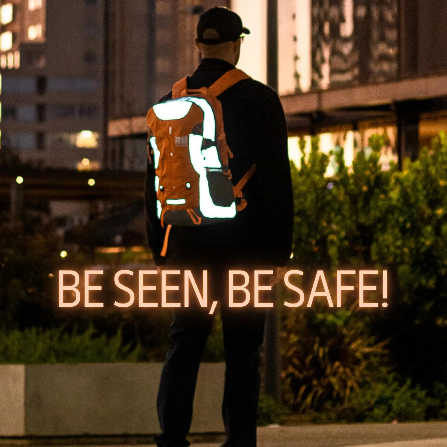Reflective Motorcycle Backpack  Lightweight Hi Viz Riding Gear with Helmet Holder, Laptop pocket, Ventilated Back, Cycling, Hiking, Sport & Commuter Daypack (orange backpack)