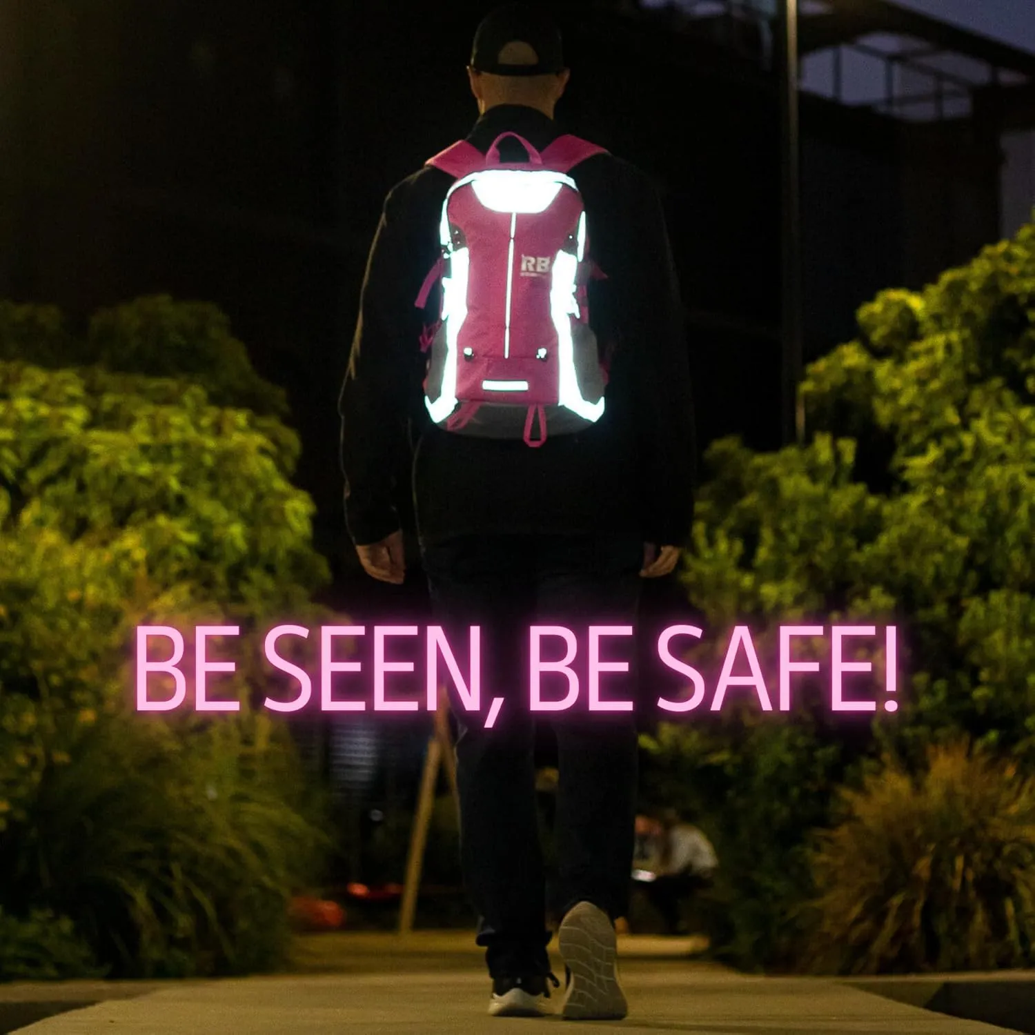 Reflective Motorcycle Backpack  Lightweight Hi Viz Riding Gear with Helmet Holder, Laptop pocket, Ventilated Back, Cycling, Hiking, Sport & Commuter Daypack (pink backpack)