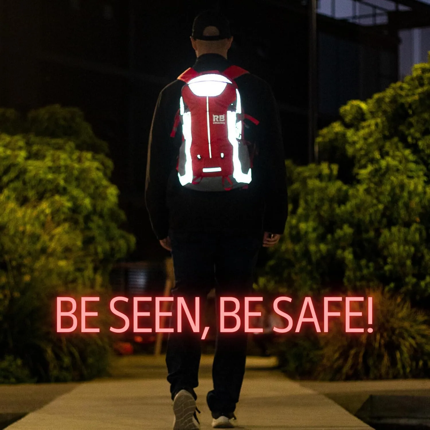Reflective Motorcycle Backpack  Lightweight Hi Viz Riding Gear with Helmet Holder, Laptop pocket, Ventilated Back, Cycling, Hiking, Sport & Commuter Daypack (red backpack)