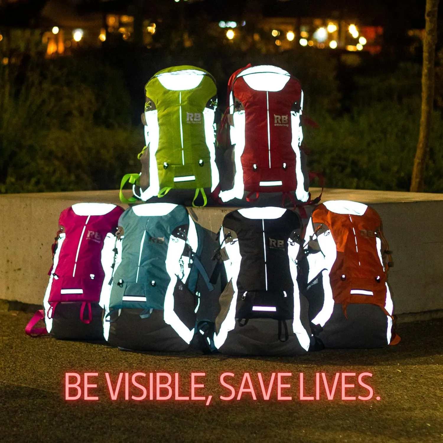 Reflective Motorcycle Backpack  Lightweight Hi Viz Riding Gear with Helmet Holder, Laptop pocket, Ventilated Back, Cycling, Hiking, Sport & Commuter Daypack (red backpack)