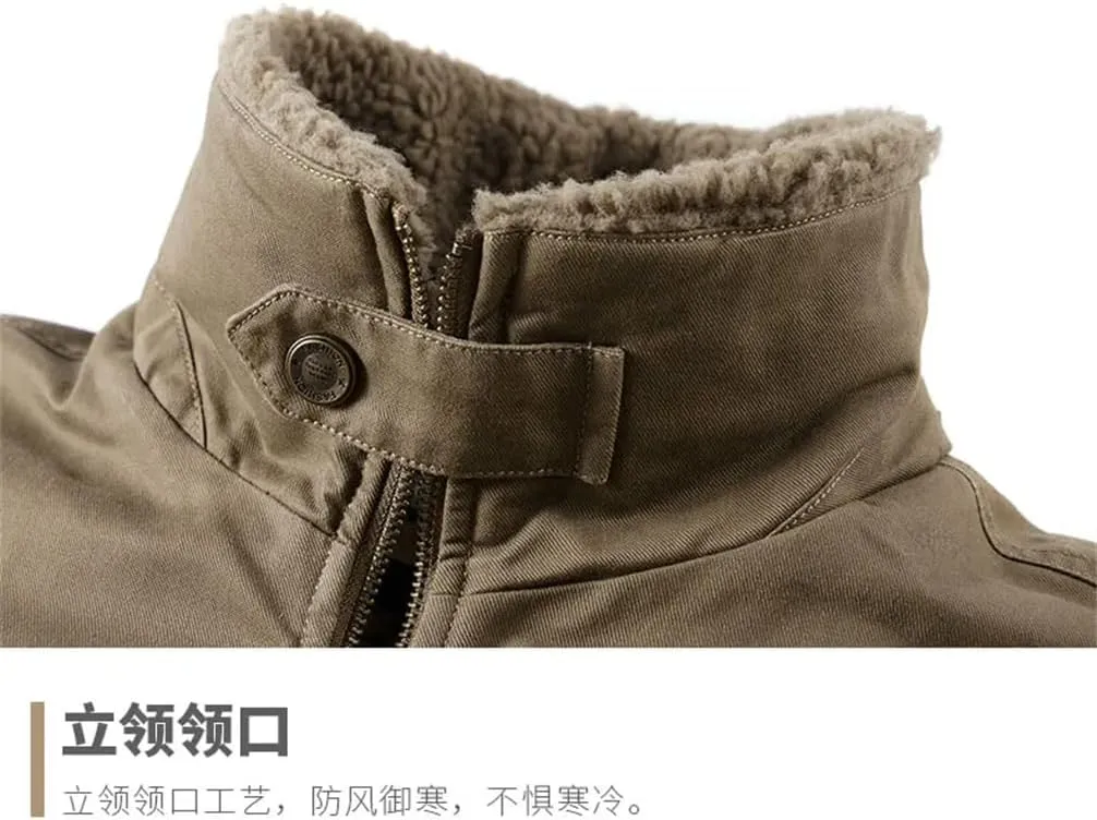 REHJJDFD Men Thicken Fleece Warm Winter Jacket Jackets Male Coat Men Parkas Wool Winter Men's Cotton-Padded Warm Jackets