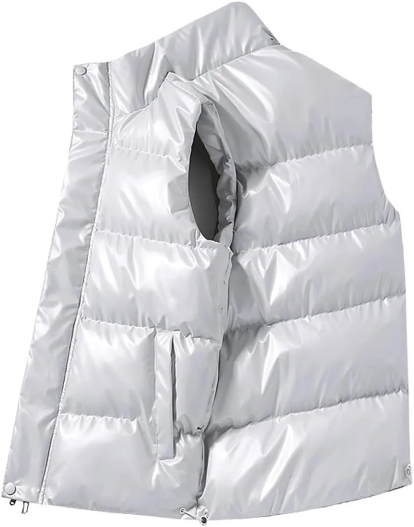 REHJJDFD Men's Sleeveless Jackets Vest Men With Pockets Cotton Padded Jackets Warm Waistcoat