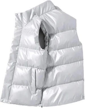 REHJJDFD Men's Sleeveless Jackets Vest Men With Pockets Cotton Padded Jackets Warm Waistcoat