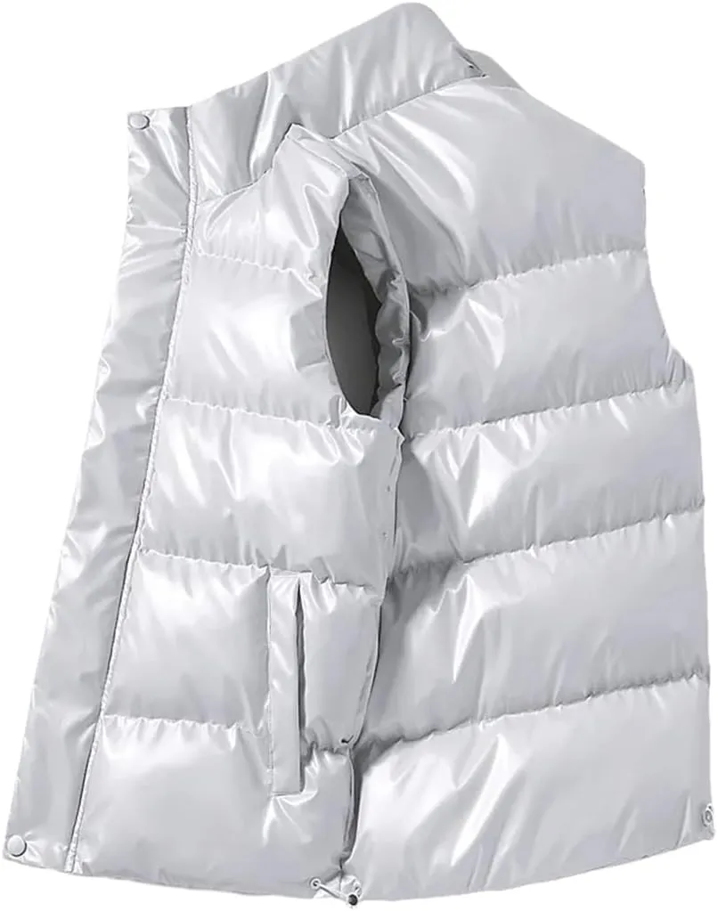REHJJDFD Men's Sleeveless Jackets Vest Men With Pockets Cotton Padded Jackets Warm Waistcoat