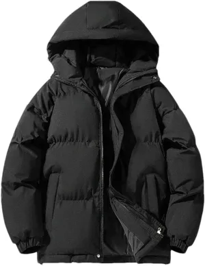 REHJJDFD Men's Warm Jacket Cotton Padded Jacket Casual Sports Jacket Men's Hooded Warm Thick Parkas Stand Collar Zipper Coats