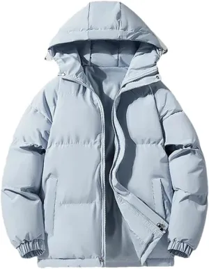 REHJJDFD Men's Warm Jacket Cotton Padded Jacket Casual Sports Jacket Men's Hooded Warm Thick Parkas Stand Collar Zipper Coats
