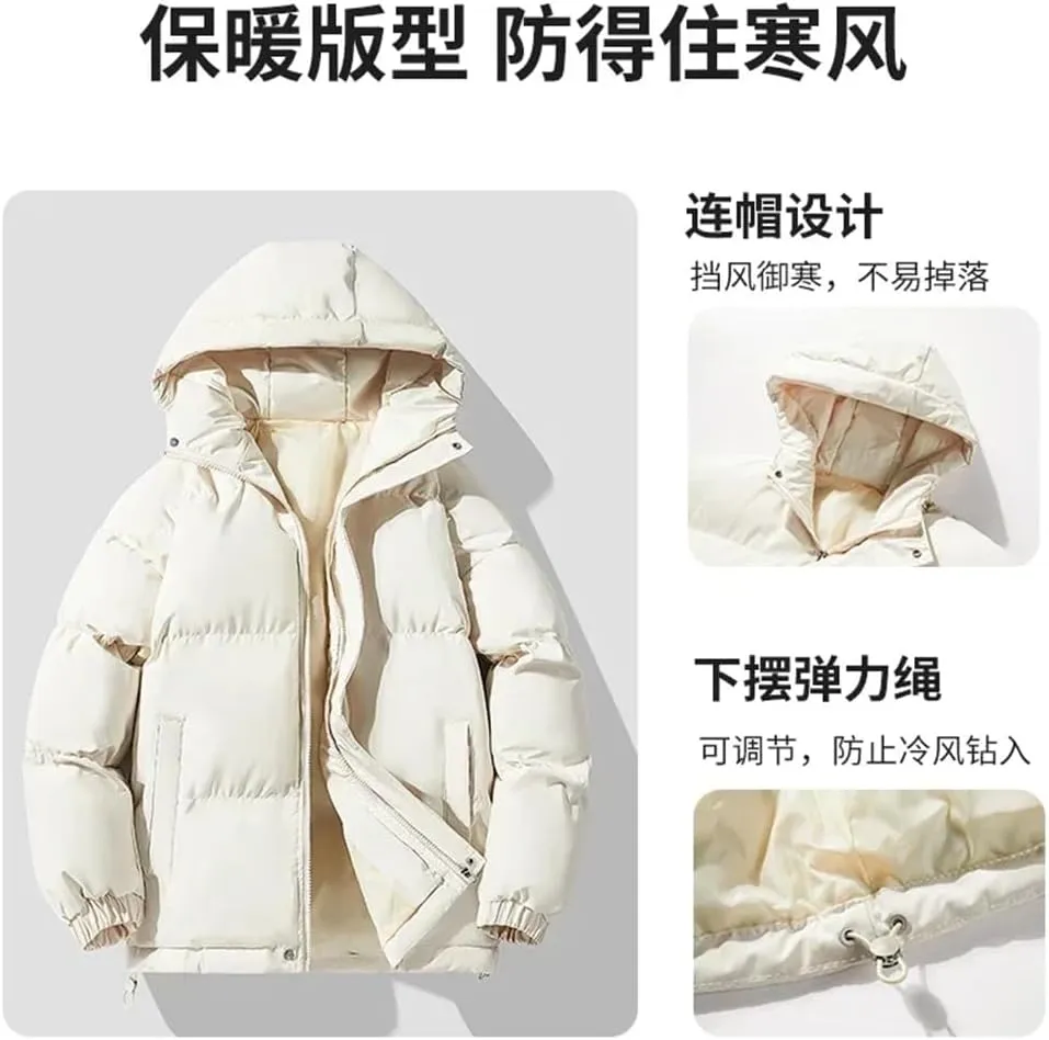 REHJJDFD Men's Warm Jacket Cotton Padded Jacket Casual Sports Jacket Men's Hooded Warm Thick Parkas Stand Collar Zipper Coats