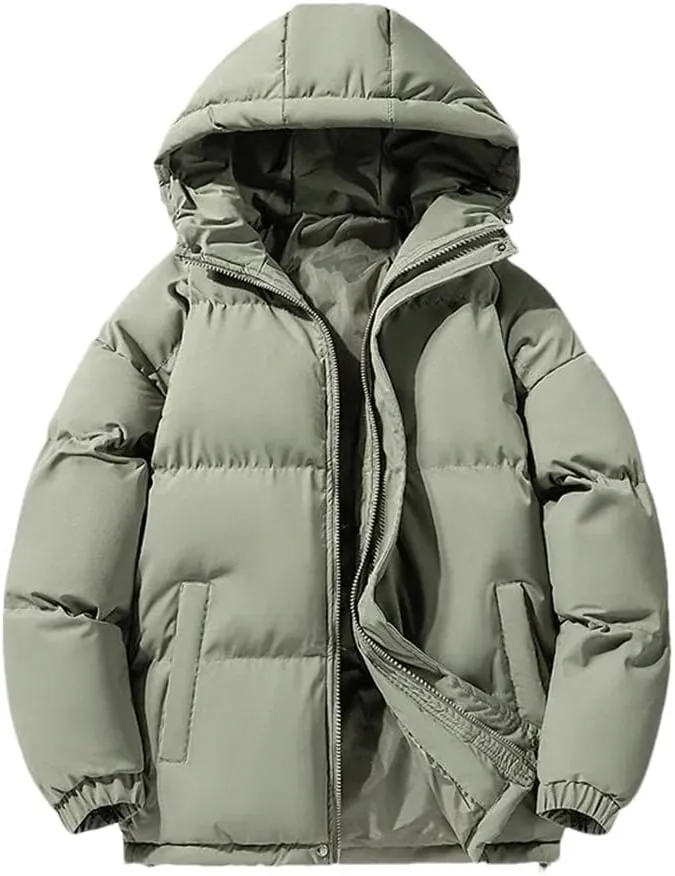 REHJJDFD Men's Warm Jacket Cotton Padded Jacket Casual Sports Jacket Men's Hooded Warm Thick Parkas Stand Collar Zipper Coats