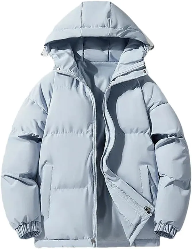 REHJJDFD Men's Warm Jacket Cotton Padded Jacket Casual Sports Jacket Men's Hooded Warm Thick Parkas Stand Collar Zipper Coats