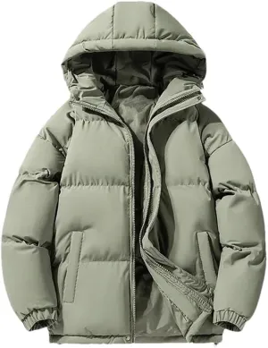 REHJJDFD Men's Warm Jacket Cotton Padded Jacket Casual Sports Jacket Men's Hooded Warm Thick Parkas Stand Collar Zipper Coats