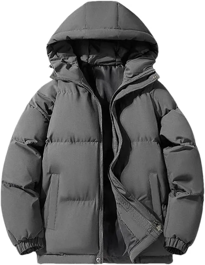 REHJJDFD Men's Warm Jacket Cotton Padded Jacket Casual Sports Jacket Men's Hooded Warm Thick Parkas Stand Collar Zipper Coats