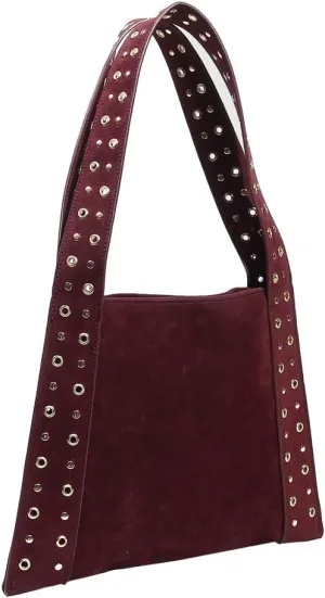 Rivet Suede Hobo Bag for Women Stylish Shoulder Bag Trendy Handbag Sleek Purse for Party Travel