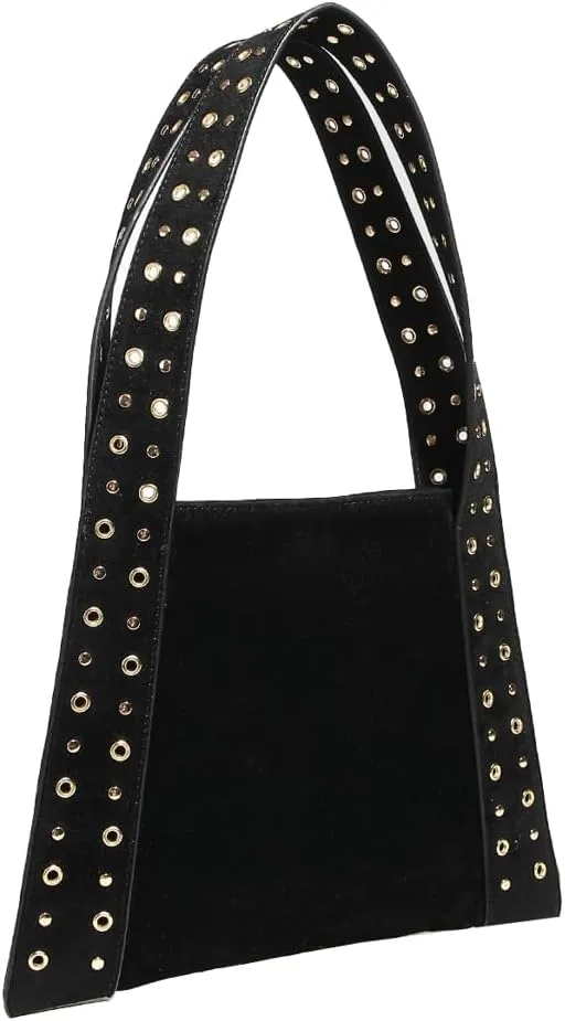Rivet Suede Hobo Bag for Women Stylish Shoulder Bag Trendy Handbag Sleek Purse for Party Travel