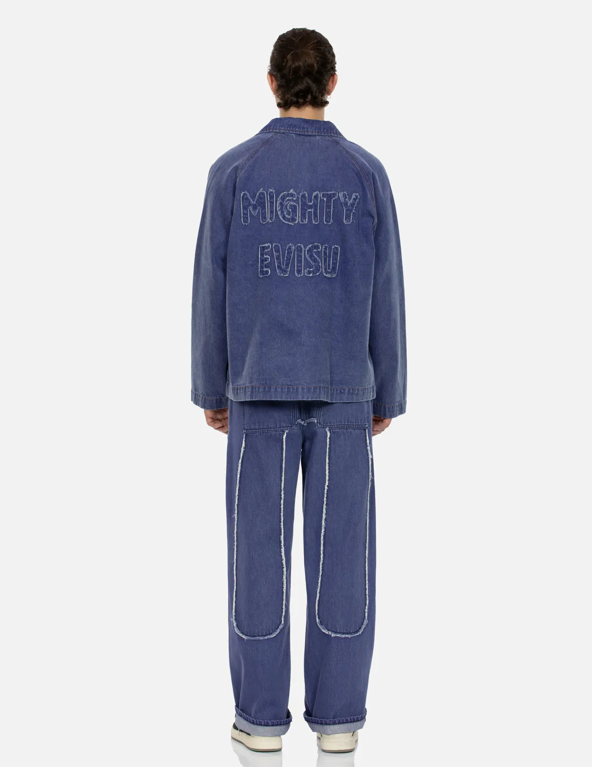 Seagull and Slogan Embroidery Oversized  Denim Coach Jacket