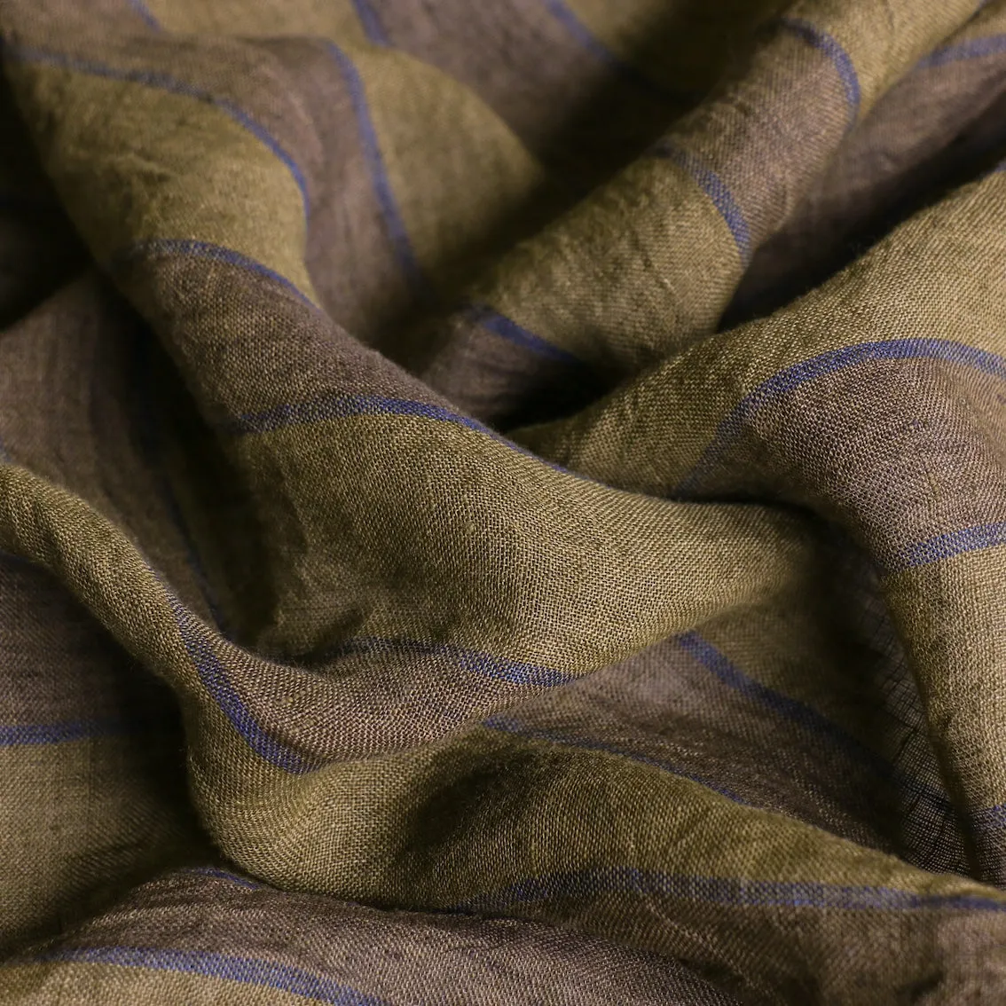 Selkie Stripe Moss/Fennel Linen Gauze