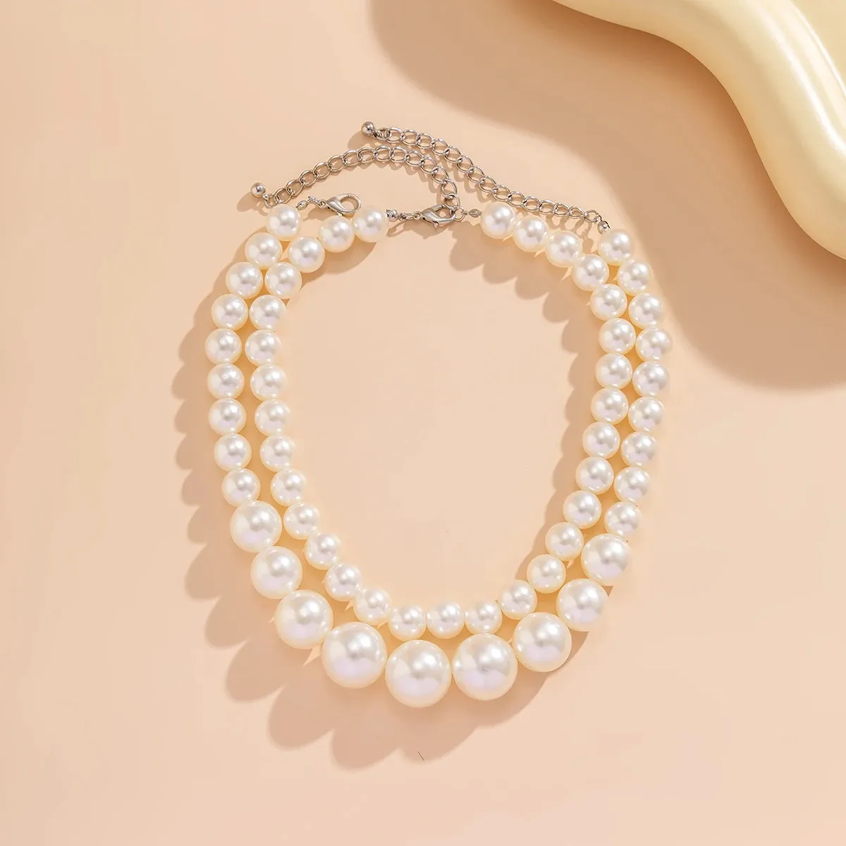 SHP Elegant 2pcs/set Imitation Pearl Beaded Necklace