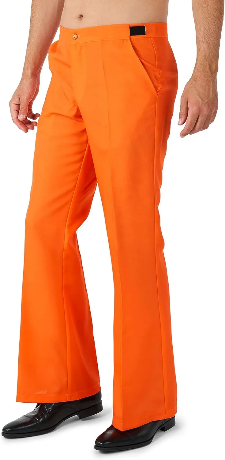 Suitmeister Men's Disco Costume - Perfect For Disco Parties - 70s Retro Outfit - Including Blazer, Pants and Tie - Orange