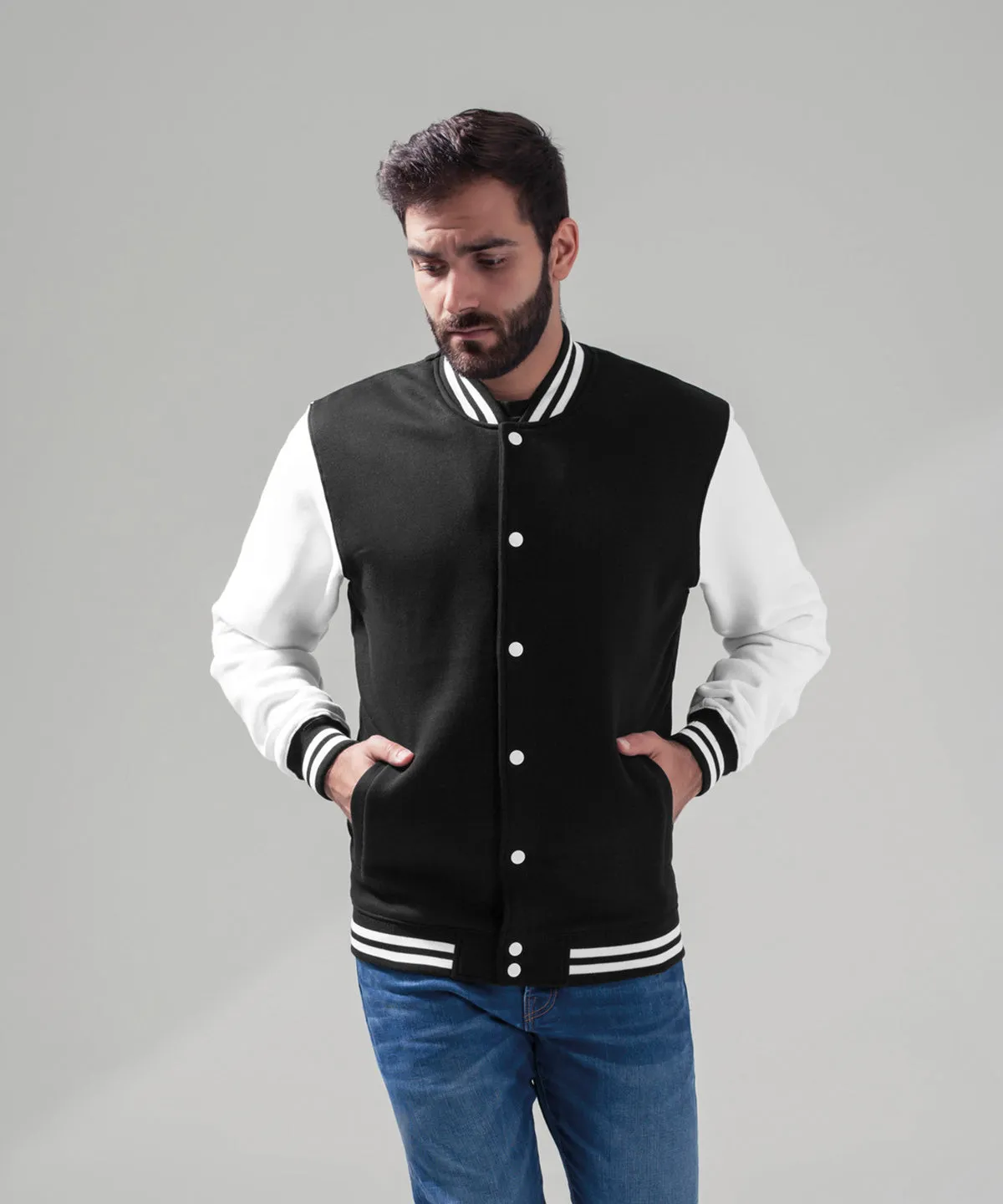 Sweat college jacket | Black/White