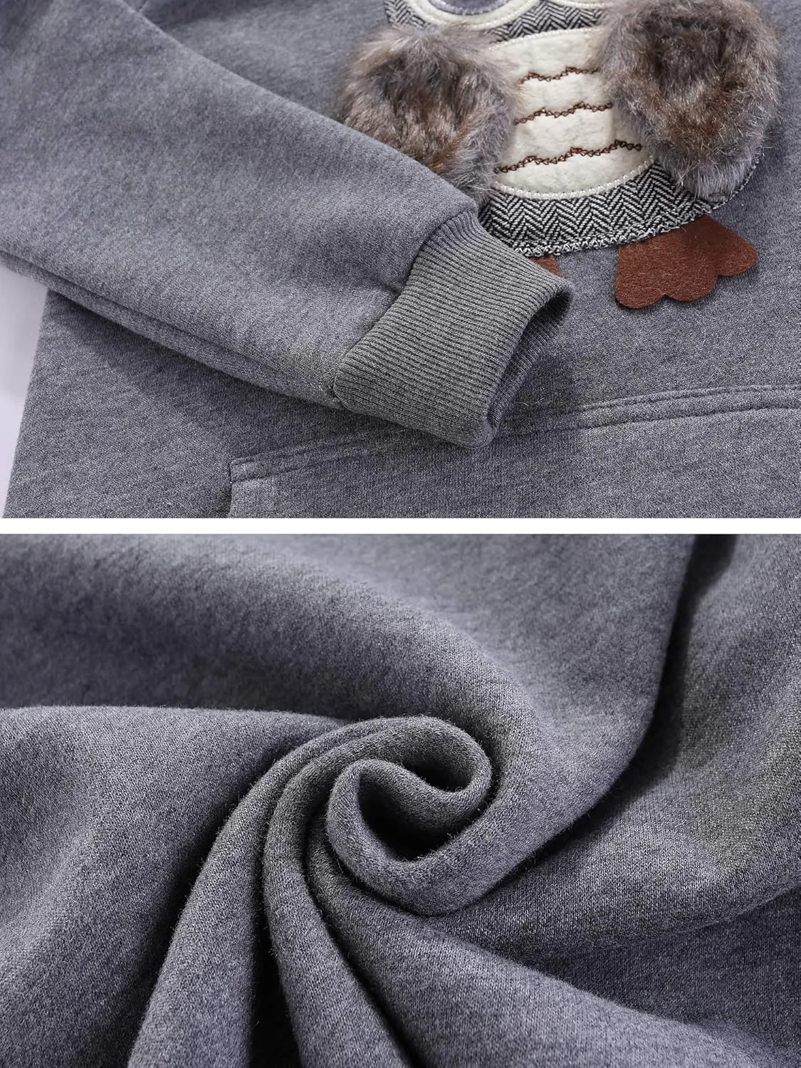 Sweatshirts for Girls Kids Hoodies Hooded Pullover Fuzzy Cute Owl