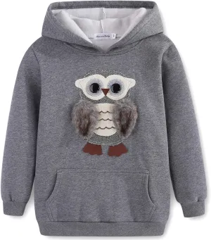 Sweatshirts for Girls Kids Hoodies Hooded Pullover Fuzzy Cute Owl