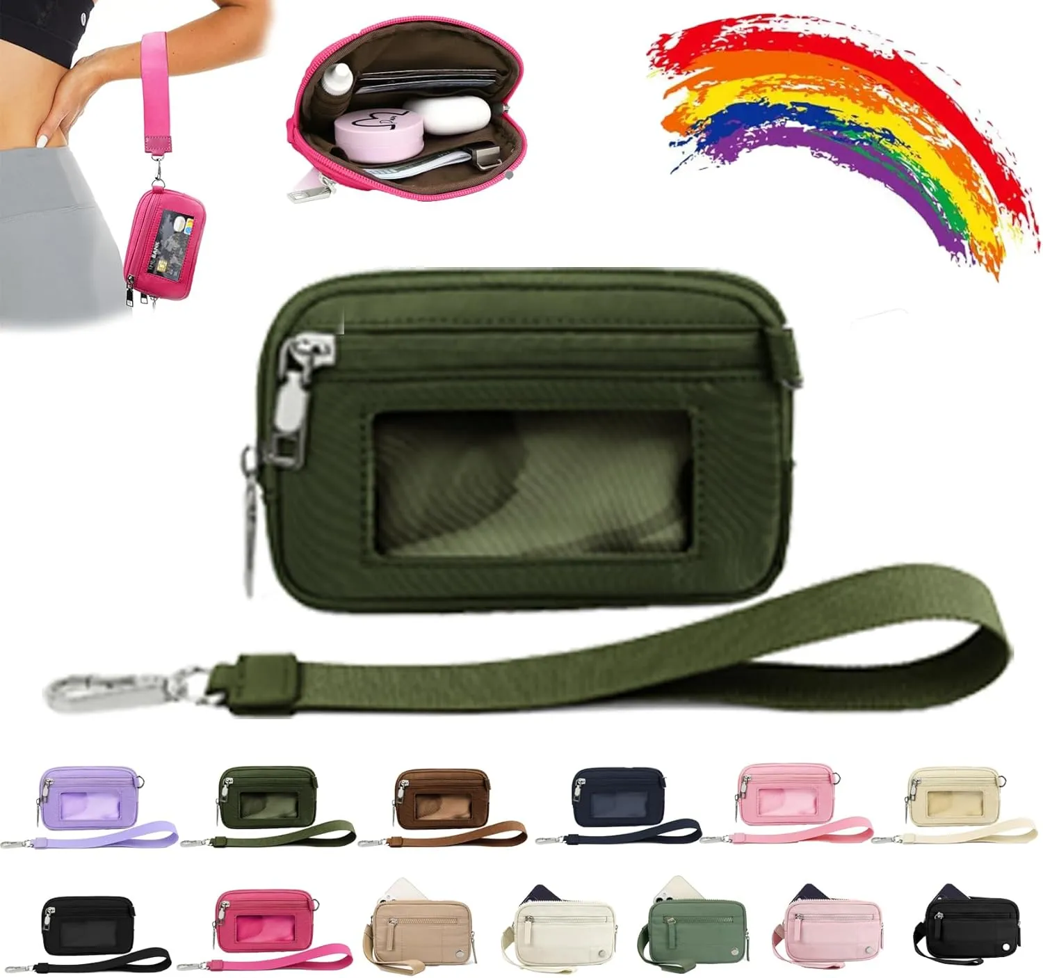 The Iris' Pouch Wallet,Iris' Wallet 2nd Gen,The Iris Pouch Wristlet Rainbow Wallet, Women's Waterproof Nylon Keychain Wallet (A4)