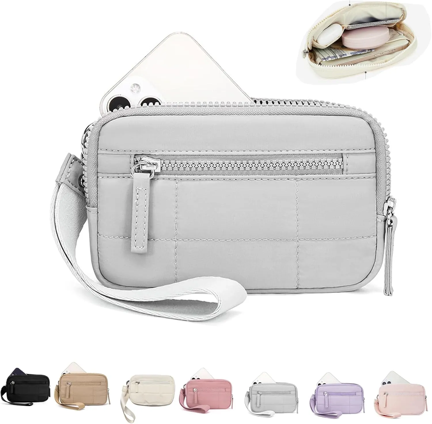 The Iris' Wallet 2nd Gen - Nylon Wristlet Wallet for Women with 3 Zipper Purses, Credit Card Holder & Phone Organizer Ideal
