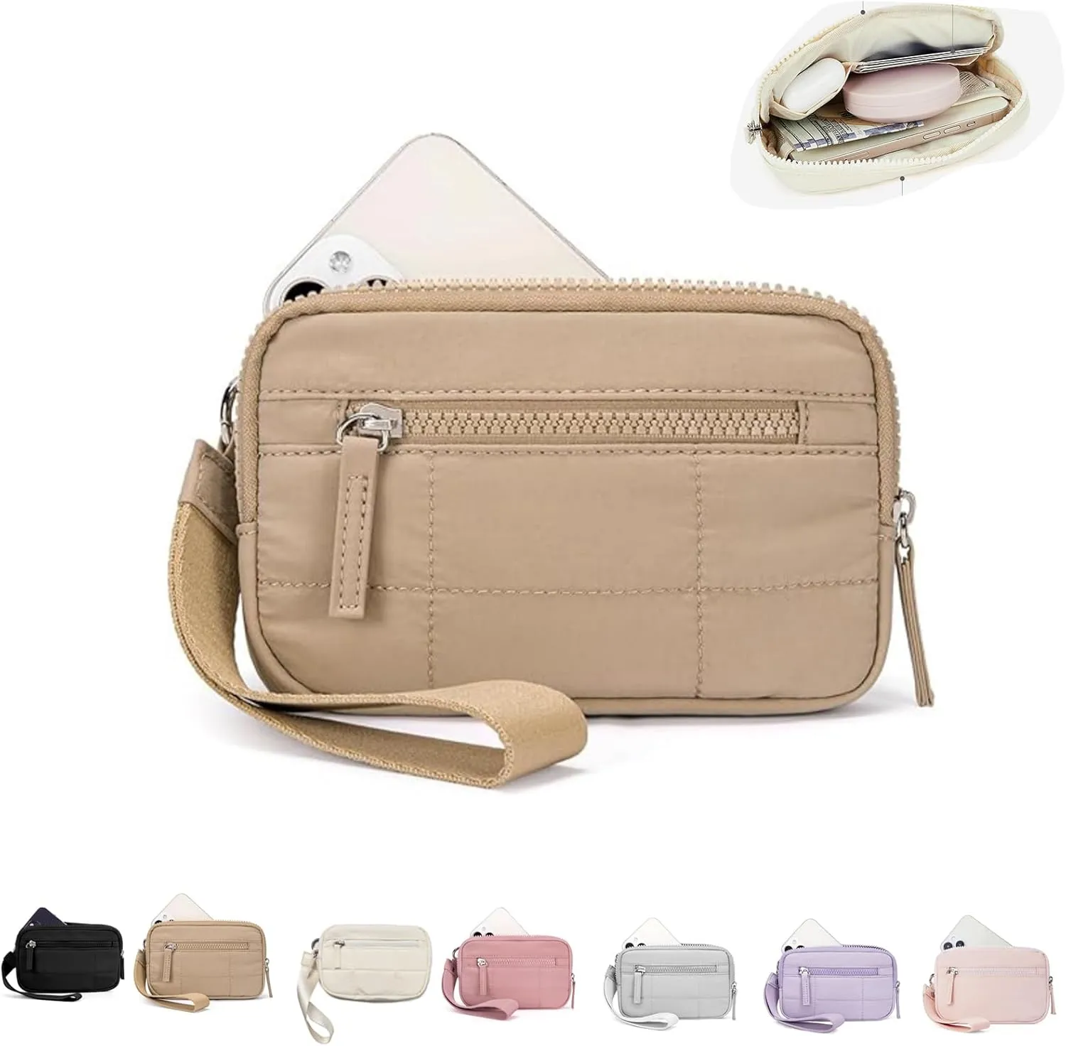 The Iris' Wallet 2nd Gen - Nylon Wristlet Wallet for Women with 3 Zipper Purses, Credit Card Holder & Phone Organizer Ideal