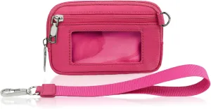 The Iris' Wallet - Multifunctional Fashion Wristlet Bag for Women, The Iris Card Wallet Keychain Wallet, Multifunctional Wristlet Bag Zip Card Case with ID Window (Deep Pink)
