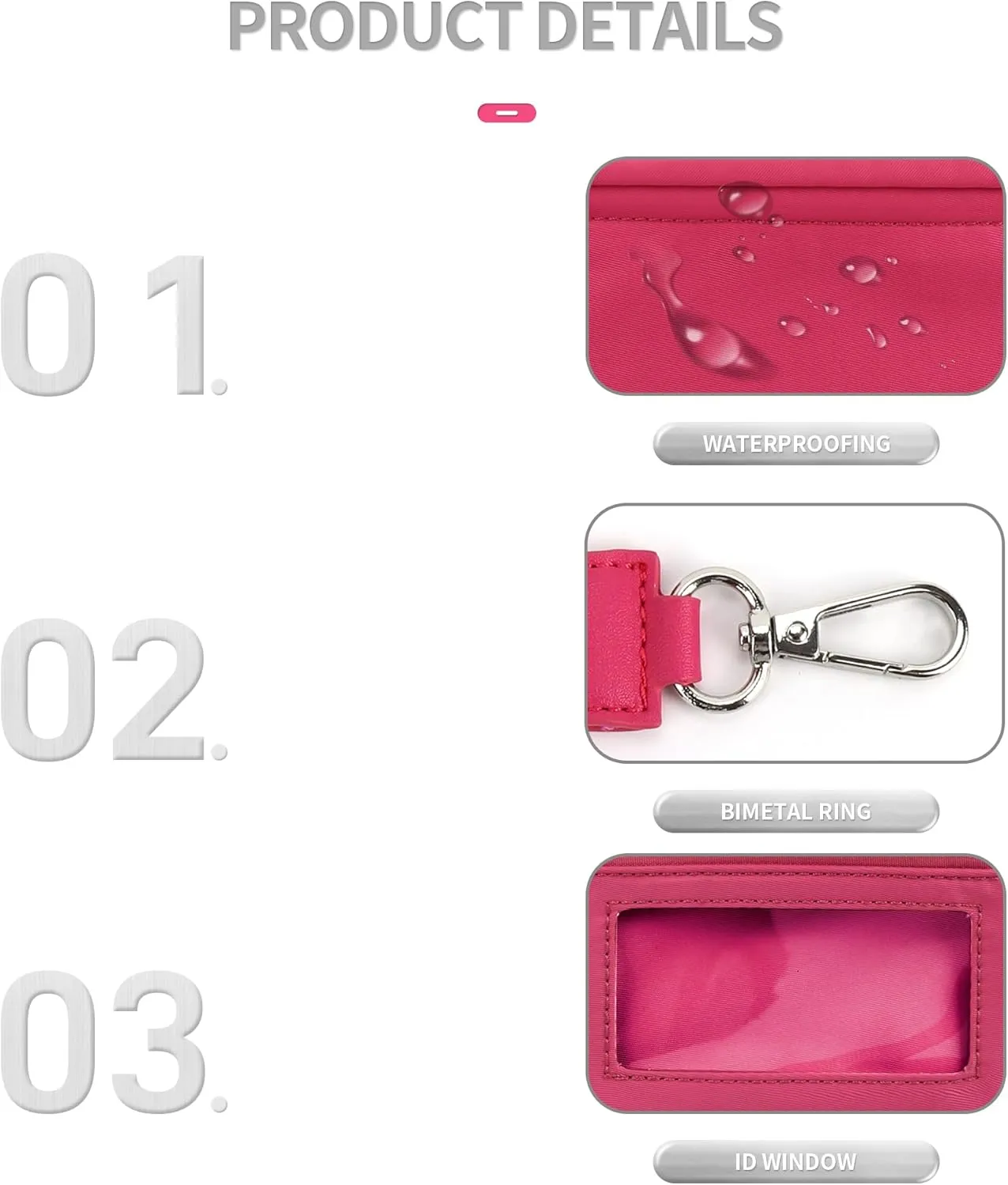 The Iris' Wallet - Multifunctional Fashion Wristlet Bag for Women, The Iris Card Wallet Keychain Wallet, Multifunctional Wristlet Bag Zip Card Case with ID Window (Deep Pink)