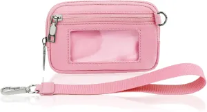 The Iris' Wallet - Multifunctional Fashion Wristlet Bag for Women, The Iris Card Wallet Keychain Wallet, Multifunctional Wristlet Bag Zip Card Case with ID Window (Pink)