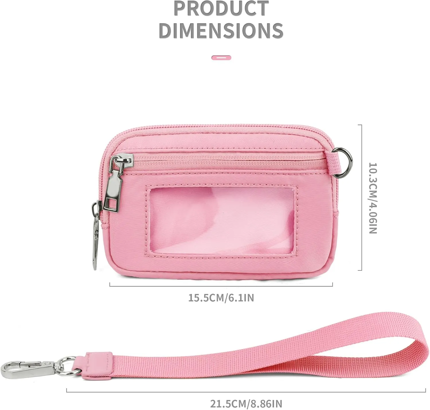 The Iris' Wallet - Multifunctional Fashion Wristlet Bag for Women, The Iris Card Wallet Keychain Wallet, Multifunctional Wristlet Bag Zip Card Case with ID Window (Pink)