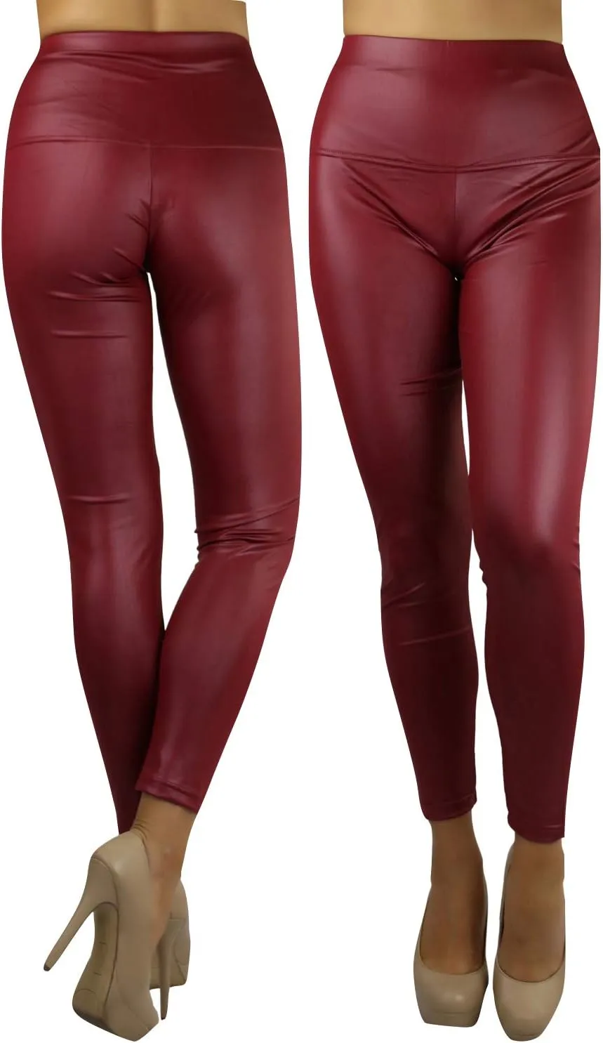ToBeInStyle Women's Metallic Wet-Look Sleek Clubwear Shiny Faux-Leather Legging