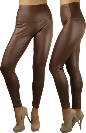 ToBeInStyle Women's Metallic Wet-Look Sleek Clubwear Shiny Faux-Leather Legging
