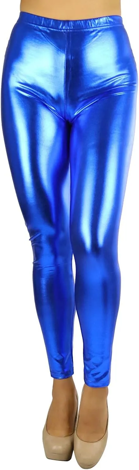 ToBeInStyle Women's Metallic Wet-Look Sleek Clubwear Shiny Faux-Leather Legging