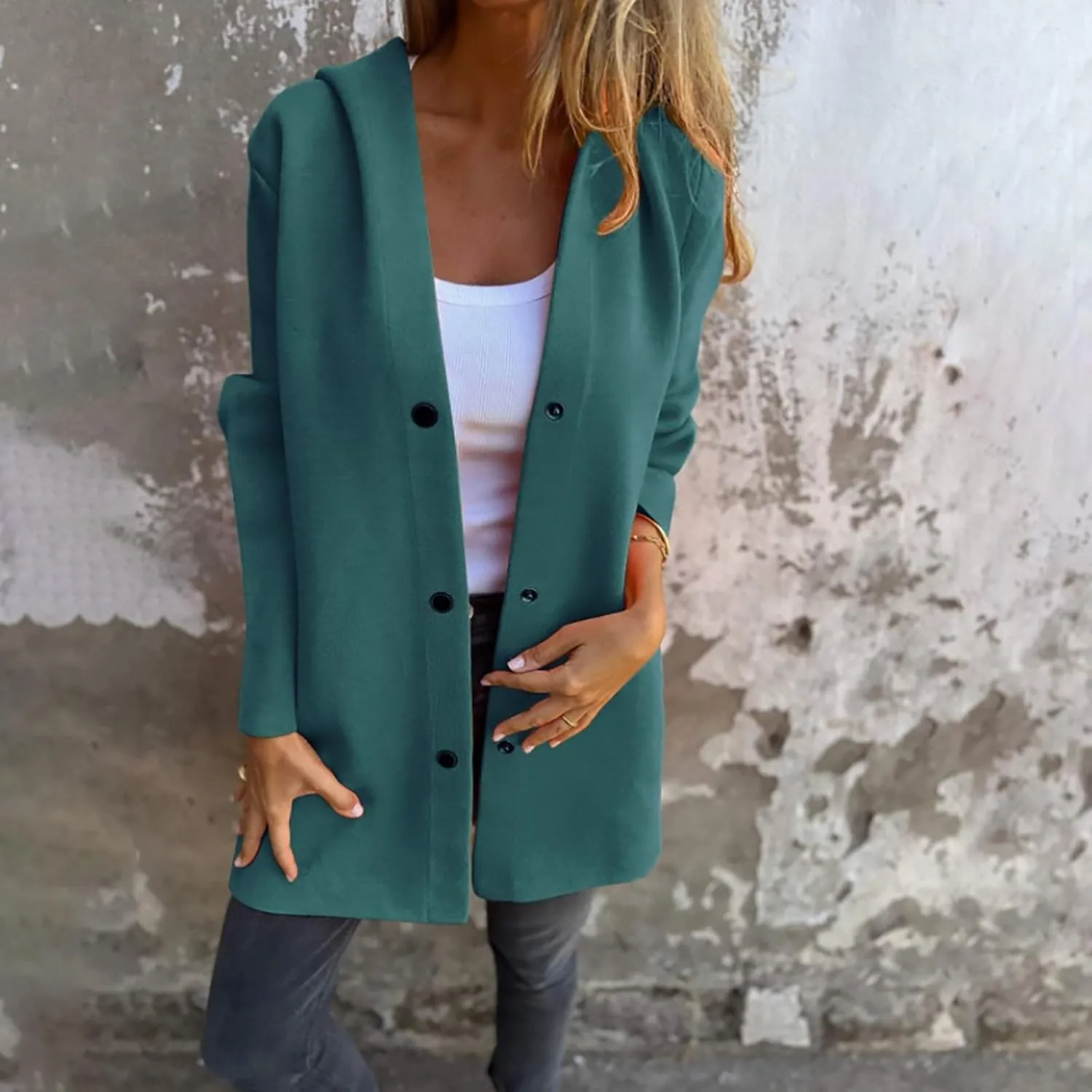 Trench Coat for Women 2024 Fashion Loose Single Breasted Hooded Jackets Casual Winter Outdoor Warm Outwear Plus Size